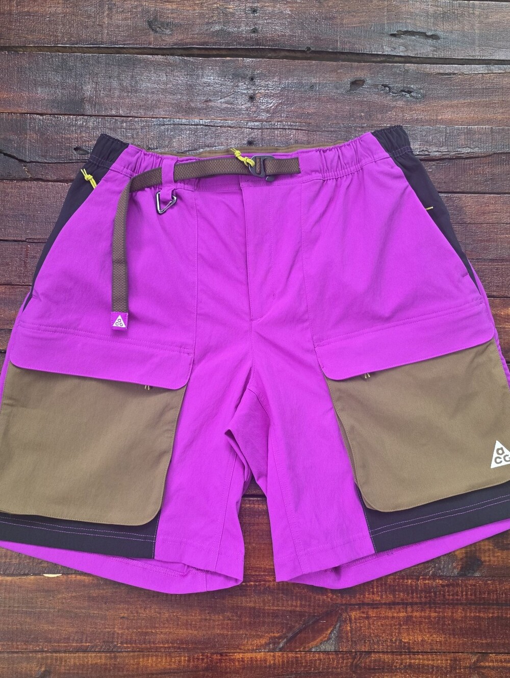 Nike ACG Men's Smith Summit Cargo Shorts Purple and Brown NWT Large HV0593-551